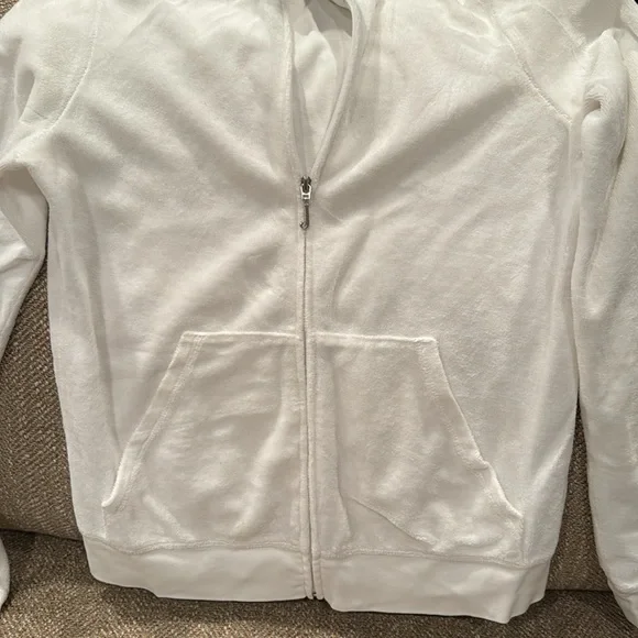 Juicy Couture White Long Sleeve Velour Track Jacket - Picture 3 of 7